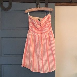 Pink and White Strapless Gap Dress